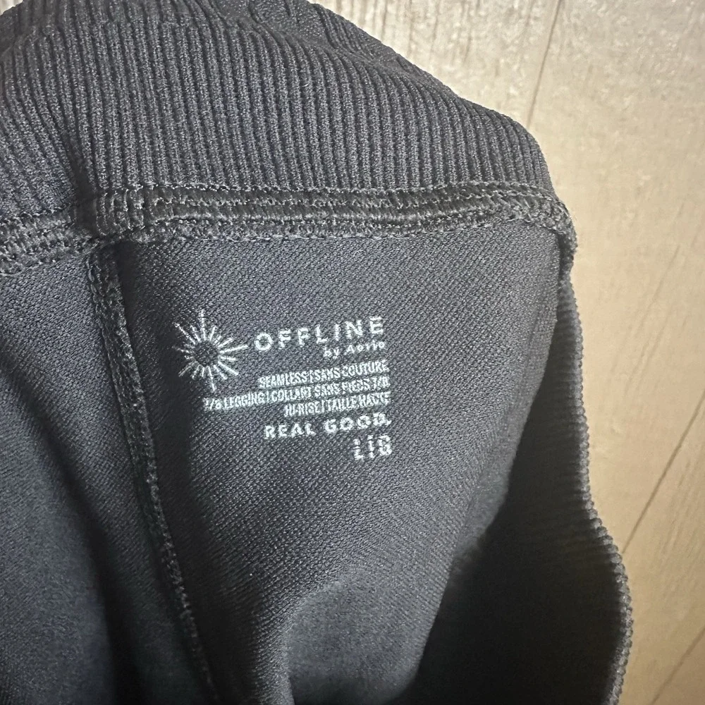 Offline By Aerie Brown Compression Leggings Sz L Ribbed Athletic Gym Loungewear - Picture 5 of 6